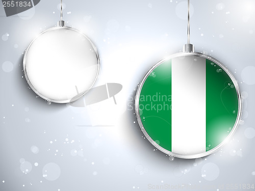 Image of Merry Christmas Silver Ball with Flag Nigeria