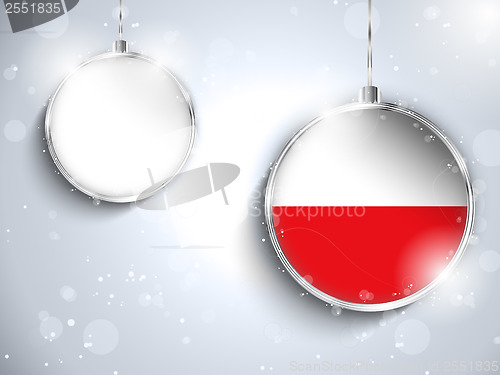 Image of Merry Christmas Silver Ball with Flag Poland