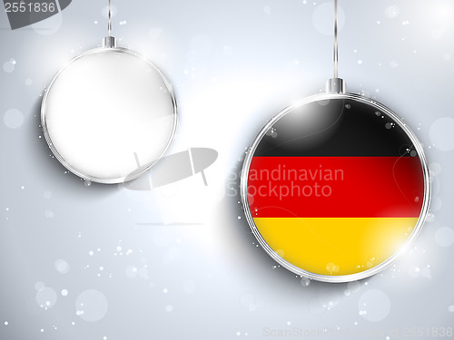 Image of Merry Christmas Silver Ball with Flag Germany