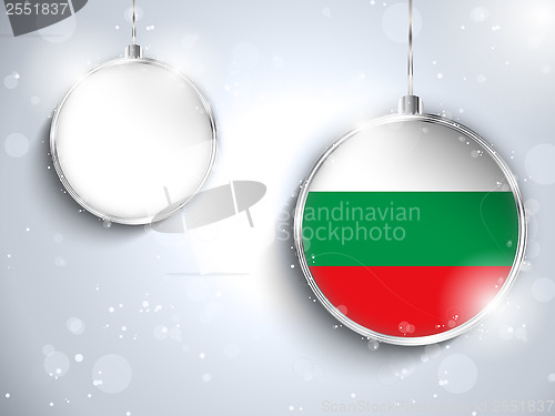 Image of Merry Christmas Silver Ball with Flag Bulgaria