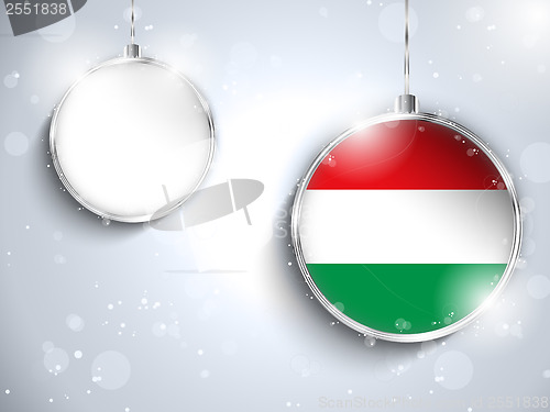 Image of Merry Christmas Silver Ball with Flag Hungary