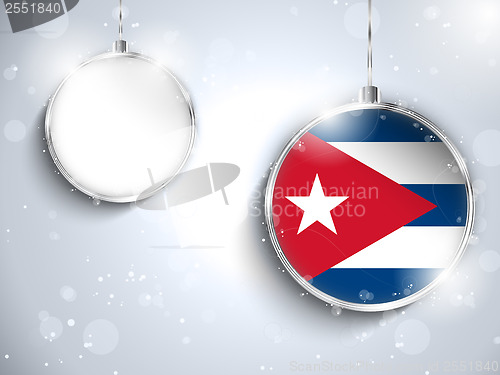 Image of Merry Christmas Silver Ball with Flag Cuba