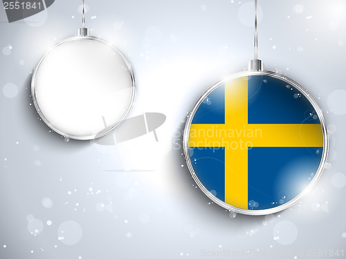 Image of Merry Christmas Silver Ball with Flag Sweden