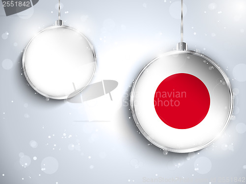 Image of Merry Christmas Silver Ball with Flag Japan