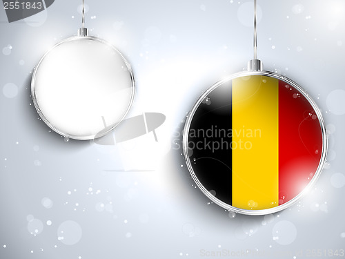 Image of Merry Christmas Silver Ball with Flag Belgium