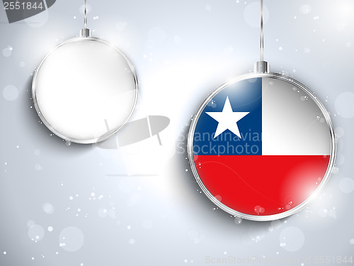 Image of Merry Christmas Silver Ball with Flag Chile