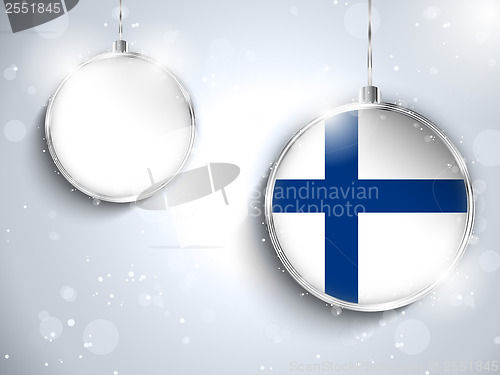 Image of Merry Christmas Silver Ball with Flag Finland