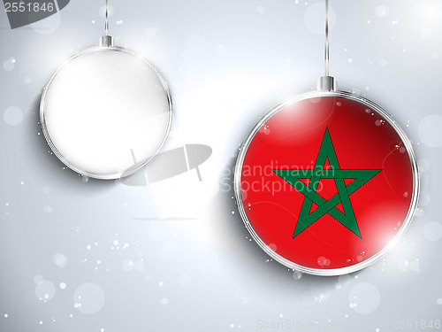 Image of Merry Christmas Silver Ball with Flag Morocco