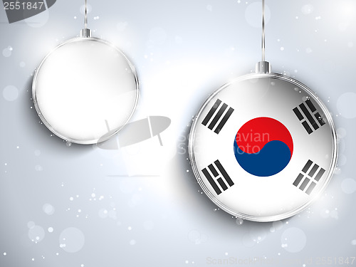 Image of Merry Christmas Silver Ball with Flag South Korea