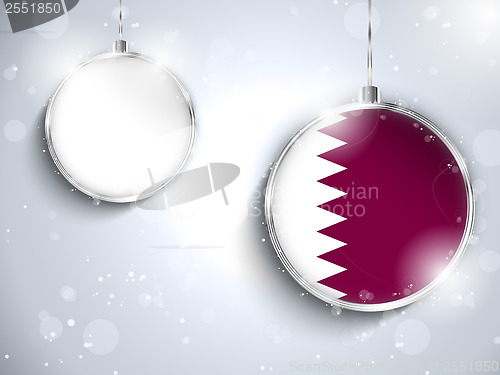 Image of Merry Christmas Silver Ball with Flag Qatar