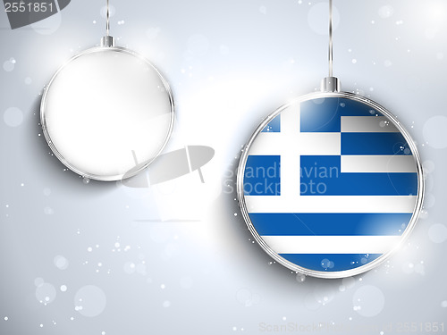 Image of Merry Christmas Silver Ball with Flag Greece