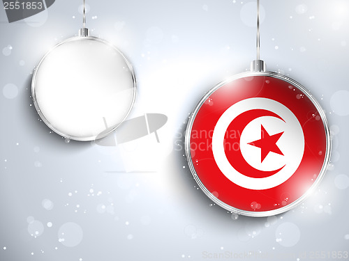 Image of Merry Christmas Silver Ball with Flag Tunisia