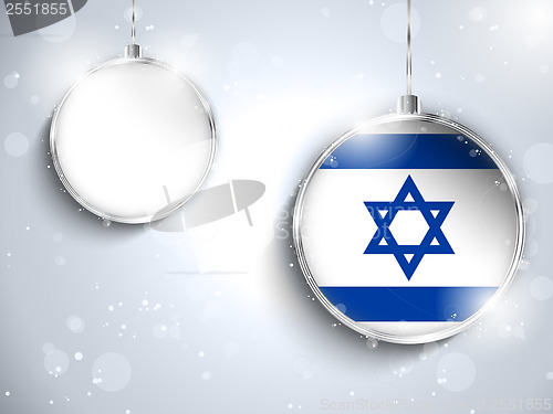 Image of Merry Christmas Silver Ball with Flag Israel