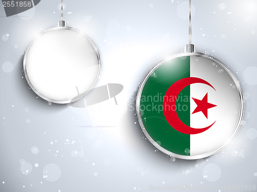 Image of Merry Christmas Silver Ball with Flag Algeria