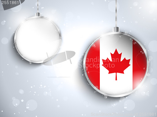 Image of Merry Christmas Silver Ball with Flag Canada