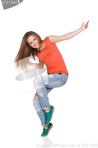 Image of Woman hip hop dancer over white background