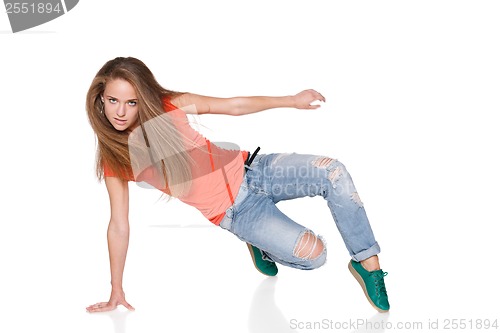 Image of Woman hip hop dancer over white background