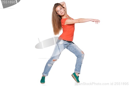 Image of Woman hip hop dancer over white background