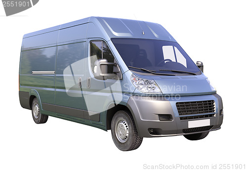 Image of Blue commercial delivery van isolated