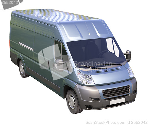 Image of Blue commercial delivery van isolated