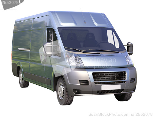 Image of Blue commercial delivery van isolated