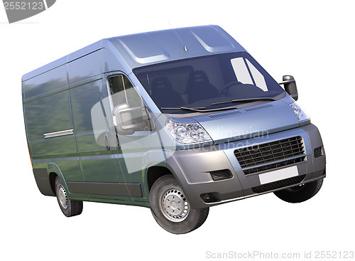 Image of Blue commercial delivery van isolated