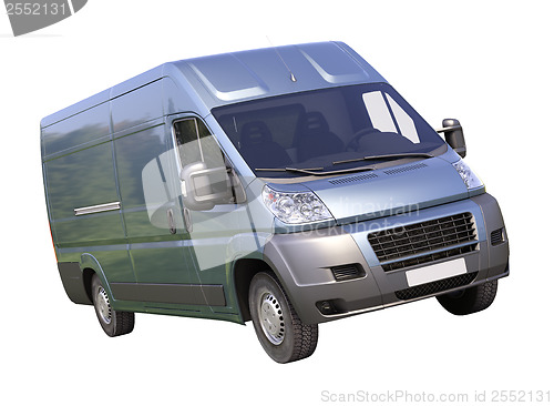 Image of Blue commercial delivery van isolated