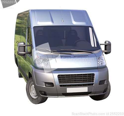 Image of Blue commercial delivery van isolated