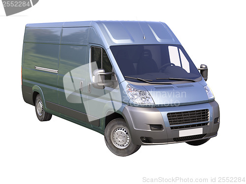 Image of Blue commercial delivery van isolated