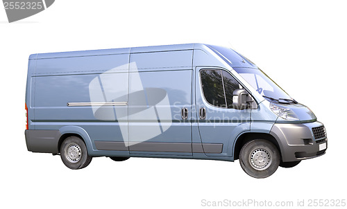 Image of Blue commercial delivery van isolated