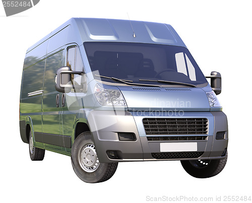 Image of Blue commercial delivery van isolated