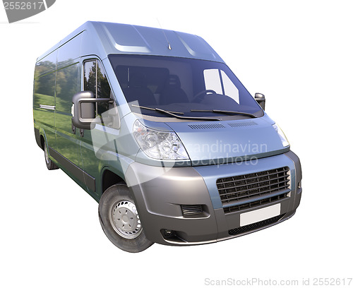 Image of Blue commercial delivery van isolated