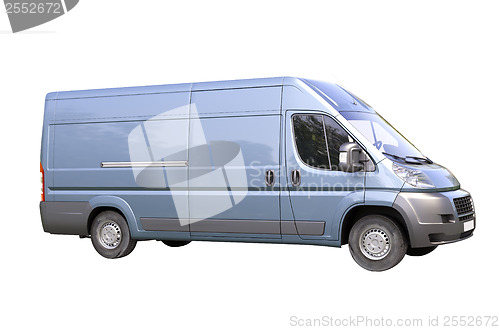 Image of Blue commercial delivery van isolated