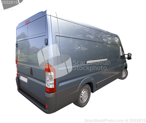 Image of Blue commercial delivery van isolated