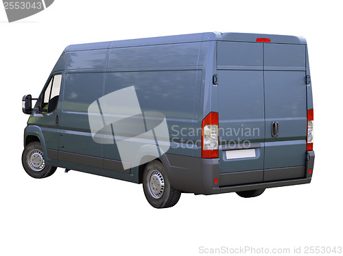 Image of Blue commercial delivery van isolated