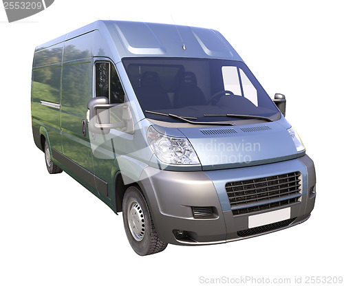 Image of Blue commercial delivery van isolated