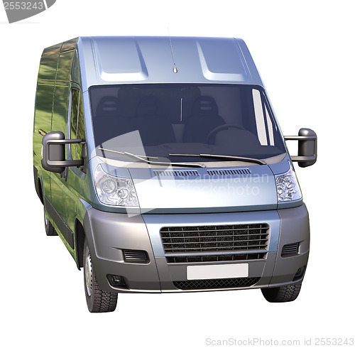 Image of Blue commercial delivery van isolated