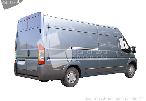 Image of Blue commercial delivery van isolated