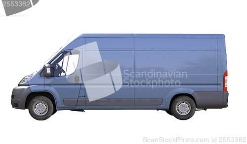 Image of Blue commercial delivery van isolated