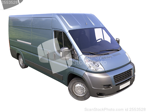 Image of Blue commercial delivery van isolated