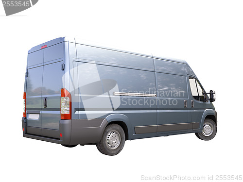 Image of Blue commercial delivery van isolated