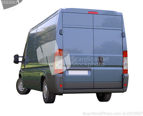 Image of Blue commercial delivery van isolated