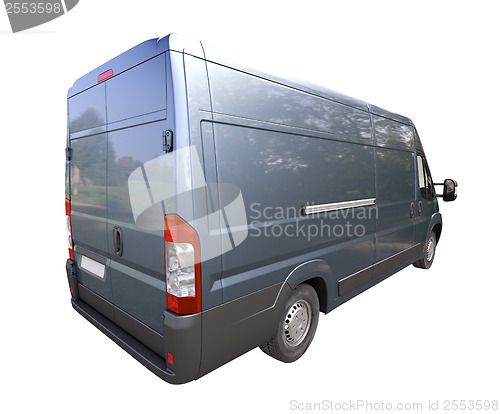 Image of Blue commercial delivery van isolated