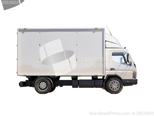 Image of White commercial delivery truck