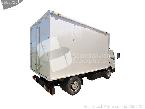 Image of White commercial delivery truck