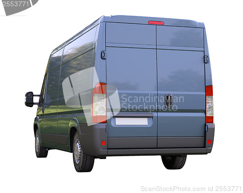 Image of Blue commercial delivery van isolated