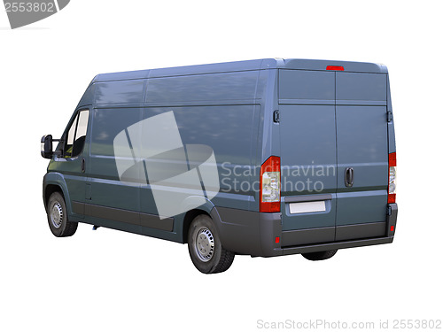 Image of Blue commercial delivery van isolated