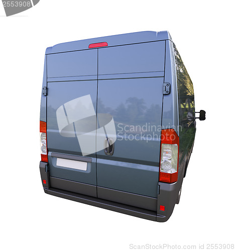 Image of Blue commercial delivery van isolated