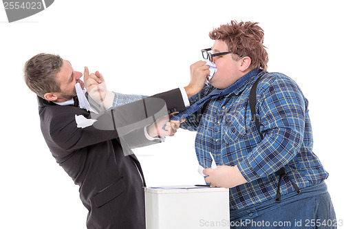 Image of Two men resorting to fisticuffs