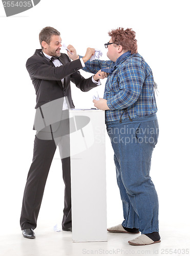 Image of Two men resorting to fisticuffs